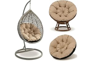 Hängstol Dyna 100 cm Papasan Äggstol rund stor sittdyna rotting | sittdyna vattenavvisande rotting trädgård altan uterum balkong inomhus utomhus stoppad mjuk bekväm Beige Skugga B