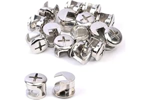 JAVOUKA 15 Pcs Furniture Connecter Cam Lock, Fittings 12mm x 11mm for Cabinet Drawer Dresser and Wardrobe Furniture Panel Connecting Hardware Bolts, Arc top