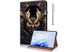 TUOLISG Galaxy Tab S5e Hülle T720,PU Leder Flip Case Brieftasche Stifthalter Tablet Schutzhülle mit Stylus Stift für Samsung Galaxy Tab SM-T720/T725 (2019) 10.5" Tablette -Eule