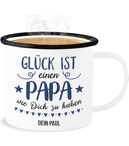 Moonworks Emaille Tasse "Bester Papa" - 300 Ml, Robuste Metallbecher Mit Personalisierbarem Text
