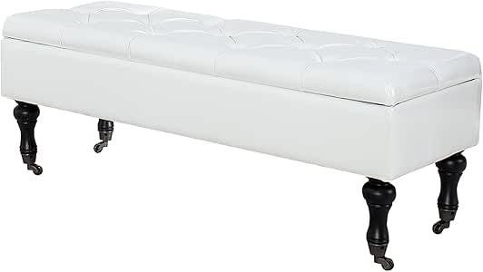 Edle Design Truhenbank BOUTIQUE weiß Sitzbank mit Stauraum 110 cm Bank