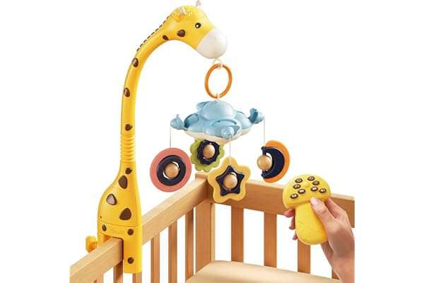 TUMAMA Mobile Musical Lit Bébé, Jouet 3 en 1 avec Télécommande, Projection de Veilleuse, Musique et Bruit Blanc, Muet Spin Moteur Pépinière Jouets Sensoriels pour Bebe Fille Garçon Cadeau de Noël