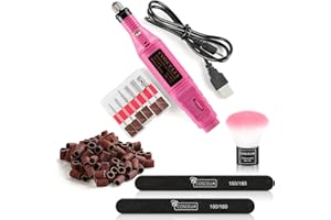 COSCELIA Pulidor de Uñas Profesional Lima de Uñas Eléctrica Torno para Uñas Bandas de Lijado para Torno de Uñas Kit Uñas Manicura, Salón de Uñas