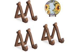 ANBOXIT Stojak na Talerze, 15,2 cm 3 szt., Uchwyt na Talerze do Ekspozycji, Dekoracyjna Ramka Zdjęcia, Drewniany Stojak