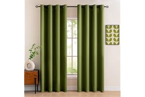 MIULEE 2 Piezas de Cortinas Opacas Resistente al Calor y La Luz para Salón Dormitorio Cortina Gruesa y Suave para Oficina Moderna Decorativa Reducción de Ruido Verde 140 x 225cm（55 x 88inch）