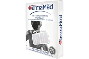 FarmaMed 20 elettrodi di Ricambio Pre-gellati mm. 40x40, per Elettrostimolatore Muscolare TENS+EMS, Necessitano di Gel