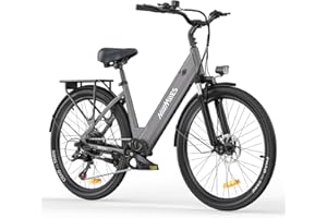 HILLMILES MTB HillMiles MileCity1 Bicicletta elettrica per adulti da 26", batteria rimovibile da 36V 13Ah a 7 velocità, e-bike da 25 km/h e 80-100 km di autonomia per pendolari urbani