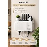 DEYHOME Modem Gizleme Kutusu, Wi-Fi Router Saklama Kapağı, Pleksi Malzeme, Duvara Monte, Kablo D&uuml;zenleyici, Beyaz