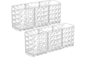 Gentpovth 2 Stücke Kosmetik Organizer, Make-up-Pinselhalter aus Kristall mit 3 Fächern, Acryl Schminkaufbewahrung, für Make-up-Organisation, stilvolle Schminkaufbewahrungen und ordentliches Verstauen