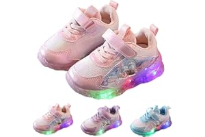 TDEOK Mädchen Sportschuhe Turnschuhe Freizeitschuhe Mit Klettverschluss Blinkende Kinderschuhe Mädchen Kinder Laufschuhe Baby Lauflernschuhe Barfußschuhe Kinder rutschfeste Sommerschuhe