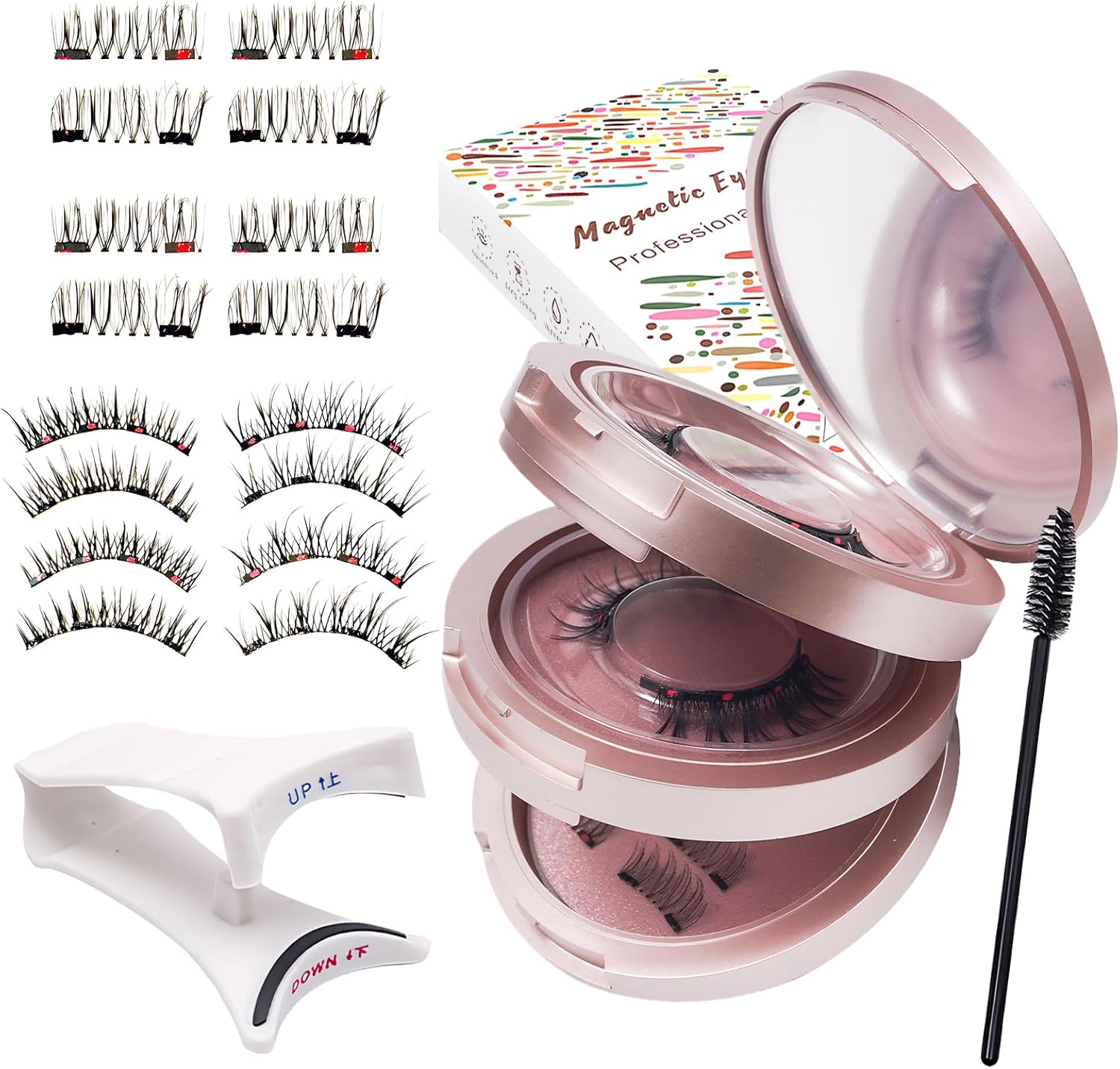 8 Pares Pestañas Postizas Magneticas Naturales Efecto 3D Ojos De Gato Reutilizables Kit Pestañas Magneticas Naturales Magnetic Lashes Con 1 Rizador Peine Estuchealm Acenamiento Caja Embalaje