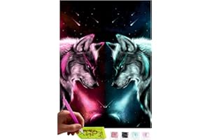 MISHBAY Diamond Painting Wolf - 30x40cm Diamond Painting Erwachsene - Diamant Painting Bilder Wölfe - DIY 5D Satz Wand Dekor Diamantstickerei