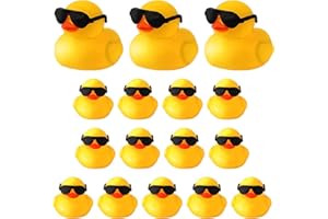 LUTER Gumowe Kaczki, 16 Szt. Kaczka do Kapieli Zabawki Okulary Przeciwsloneczne Kaczka Plywaja I Piszcza Slodkie Kaczki do Kapieli Zabawki na Baby Shower Artykuly na Przyjecie Urodzinowe