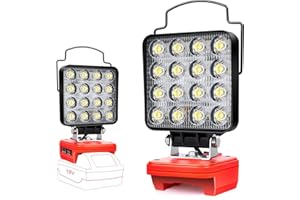 EDTRAN Akku Lampe Für Milwaukee M18 18V,48W Kabellose Led Arbeitsleuchte Akku, Hell Led Strahler Akku, Tragbares Flutlichter Baustellen Lampe,Akku Scheinwerfer mit Typ C und USB-Aufladung (kein Akku)