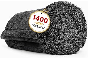Omtofo Bil Torkduk – 1400 Gsm Ultra Absorberande Mikrofiberdukar Bil, Luddfri, Mjuka Fibrer, Repfri, Effektiv Torkning Efter Biltvätt, Skonsam Mot Lack (Grå 80 × 50cm)