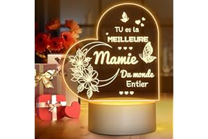 Winzwon Cadeau mamie, Cadeau Mamie Noel, Veilleuse en Acrylique Gravée, Cadeau Anniversaire mamie, Cadeau pour mamie, Cadeau Fete des Grand Mere, Cadeau Noël, Anniversaire, Thanksgiving