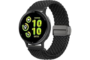 CUNUJIX Geflochtene Armband Ersatz für Garmin Vivoactive 6/Vivoactive 5/Vivoactive 3/Venu 2 Plus, 20mm Magnetische Dehnbare Nylon Gewebeband für Garmin Forerunner 55/245/645 Herren Damen