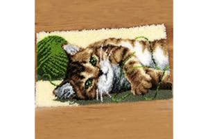 ZUSFUL Kits D'accrochage de Loquet Tapis de Fil de Broderie Tapis de Coussin au Point de Croix Kit de Broderie pour Tapis de Sol 52cm × 38cm,A4