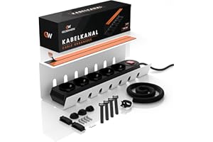 GELSENWERK® 1er Set Kabelkanal Schreibtisch Weiß ohne Bohren - Kabelhalter 43x12x12cm inkl. Kabelschlauch - Kabelwanne für ordentliches Kabelmanagement am Arbeitsplatz und Ordnung im Büro