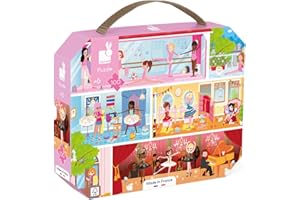 Janod - Puzzle Enfant Danse Académie 100 Pièces - Jeu Educatif Motricité Fine et Concentration - Valisette Poignée - Fabriqué en France - Certifié FSC - Encres Végétales - Dès 6 ans, J02616