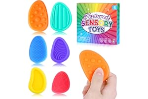 AYESY Jouets Sensoriels pour en-fants，6 Pièces texturées en Pierre d'inquiétude Jouets sensoriels Anti-Stress en Pierre pour autistes， Anti-Stress pour soulager l'anxiété