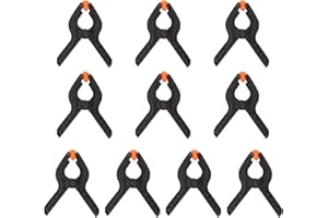 JJWNMLL 10Pcs Nylon Spring Clamps 2Inch Mini Clips, Plastic Spring Clamps Extra Strength for DIY Projects,Arts,Wood Working Crafts, Muslin Paper Photo Background (Black)