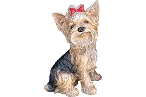WANLIAN Escultura de Animal Yorkshire Terrier en Resina Pintada a Mano, Figura de Jardín Multicolor, Estatua de Mascota