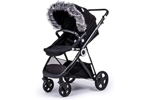 FOR YOUR LITTLE ONE FYLO Pram Fur Hood Trim Attachment Faux for Pushchair/Buggy/Stroller/Travel System - Dark Grey