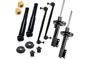 ATEC Germany 4x ammortizzatore a gas a pressione anteriore e posteriore, incluso cuscinetto del puntone e set di protezione dalla polvere + 2x asta di accoppiamento, compatibile con OPEL ASTRA G