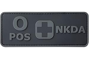 2AFTER1 OPOS Blood Type NKDA ACU Subdued Tactical No Drugs Allergies PVC Rubber 3D Fastener Patch