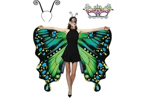 WHITEUNIQOON Schmetterling Kostüm Damen mit Doppelseitigem Druck, Faschingskostüme Damen ,Schmetterling Kostüm Erwachsene 3 Set Mit Damen Spitze Maske Geeignet für Karneval, Partys, Cosplay und Weihnachten