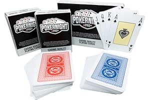 Poker Night Pro 2 Jeux de Cartes à Jouer en Plastique Professionnelles de (1 x Rouge / 1 x Bleu) | 55 Pièces par Jeu (3 Jokers) 4 Caractères aux Coins