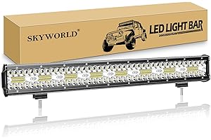 SKYWORLD 8D Barra de luz LED, 23 pulgadas 59 cm 480W barra luces led coche largo alcance 12v 24v Impermeable para off road camión ATV todoterreno 4x4 vehículos, 6000K lámpara de conducción