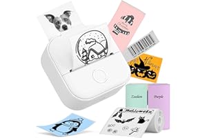 ZOOLION Inkless Mini Printer T02 - Thermal Sticker Printer with 1 Roll of 2" Sticker Paper, Bluetooth Wireless Portable Printer for iPhone iPad Android Kids List Labels Notes Memo DIY Birthdays Gifts