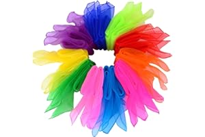 FEBBYA Tanz Tücher,20er Pack Bunt Jongliertücher Square Seidentücher Tanz Jonglier Tücher Schals für Kindergarten Kinder Mädchen Mädchen zeigen Belly Dance 60 * 60cm 10 Farben