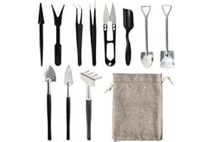 DISNACE Kit de 12 Herramientas para Suculentas con Bolsa de Almacenamiento - Juego de Jardinería en Miniatura para Plantas de Interior, Terrarios y Trasplante Amantes de Las Plantas