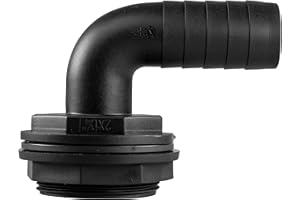 EOTRADER 90 Degree Water Tank Overflow Vent, Water Butt Barbed Elbow Outlet with Nut & Washer 1/2" – 2” BSP Hose Sizes, Garden Rain Capture Tank Linking Connector (2" BSP - 1.25" Barb)