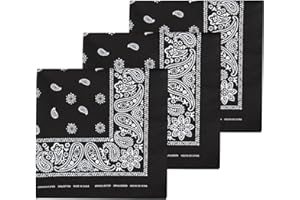 MXOQJE 3Pcs Bandana Black, Black Bandana, Bandanas for Women, Bandana for Men, Unisex Bandana Scarf Men, Women Head Scarf Neck Scarves Head Wrap Cashew Bandana, for Man and Woman