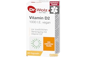 ‎DR. WOLZ Dr. Wolz Vitamin D2 1000 I.E. – Hochwertiges Vitamin D2 kombiniert mit Vitamin C aus Acerolasaftpulver und Zitrusflavonoiden – vegan - 60 Kapseln