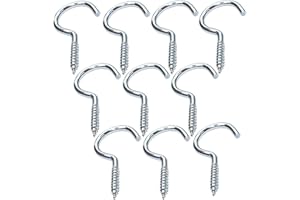 Aerzetix - C47865 - Set di 10 pezzi - gancio a vite in legno - Ø3.3x50mm - acciaio zincato - fai da te - utensili di montaggio/ferramenta