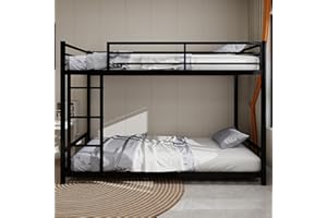 Lubvtti Litera para niños/adolescentes/adultos, cama para niños de 90 x 190 cm, de metal, con escalera y barandilla (C-negro)