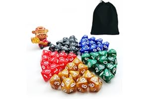 BESCON DICE 50pcs D10 Pack, 5X10pcs 10 Sides Dice Marble Polyhedral Dice D10 Set