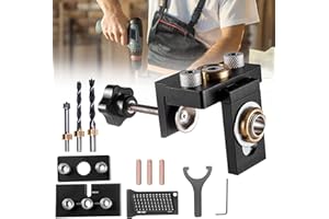 Dima Fori a Tasca Kit 8/10/15mm,Aomdom 3 in1 Dima per spinatura legno per la lavorazione del legno con clip di posizionamento di regolabile Localizzatore Guida di Perforazione Regolabile