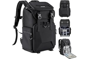 K&F CONCEPT Mochila Fotográfica Profesional, Mochila para Cámara para Fotógrafos, Bolsa para Cámara Impermeable de Gran Capacidad, Gran Estabilidad, Compartimento para Portátil de 16 Pulgadas