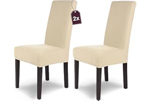 ‎SH SCHEFFLER-HOME LIVE HOMESTYLE SCHEFFLER-Home Stuhlhussen Stretch Luna/Stuhlhussen Creme 2er Set/elastische Flanell Stuhlabdeckungen/Stuhlhussen Schwingstühle/Hussen Stuhl Überzieher mit Gummiband/Stuhlhussen Samt