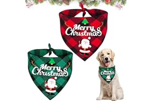 SOETDERT Bandana Chien Noel, 2 Pcs Bandanas de Noël pour Chien, Cadeau de Noël pour Chien, Père Noël Foulard Chien, Deguisement Noel Accessoires pour Animaux de Compagnie de Petite et Grande Taille