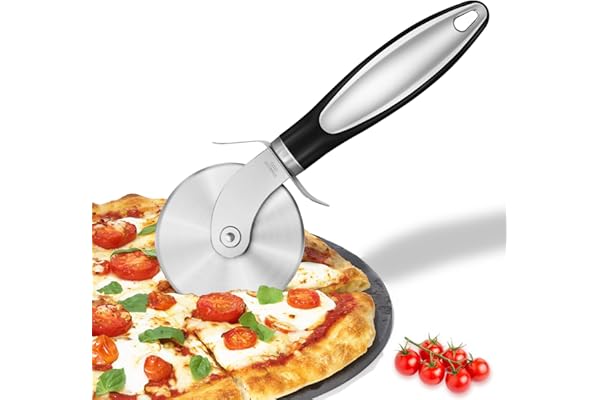 Grsta Roulette Pizza, Coupe Pizza en inox, Couteau Pizza avec Couvercle de Protection, Coupe Pizza Roulette, Facile à couper et à nettoyer, Roulette à Pizza pour Coupe de Pizzas, Tarte, Gaufres