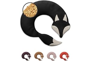 LESCHI Wheat Bag Microwavable - 100% Organic Cotton and Organic Wheat - Fox Black - Microwave Pillow, Unscented - Snug Grain Pillow Ideal for Tension in Back, Neck and Shoulders
