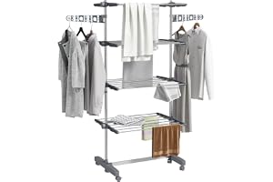 HOMCOM Wäscheständer med hjul – Wäschetrockner torn – stående torkställning med hopfällbara vingar – Wäschetoren för inomhus- och utomhusbruk – stål 142 x 55 x 172 cm –