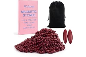 Wukong Hämatit Magnetsteine Tiefrosarot – 600 g (ca. 1000 Stück)mit 4 ovalen Magnetsteinen – Anti-Stress-Magnete für Erwachsene, kreatives Fidget-Spielzeug gegen Stress & ADHS